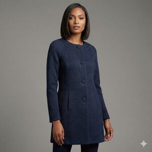 DONCASTER Textured Long Dress Jacket S Career Church Quiet Luxury Old Money Chic